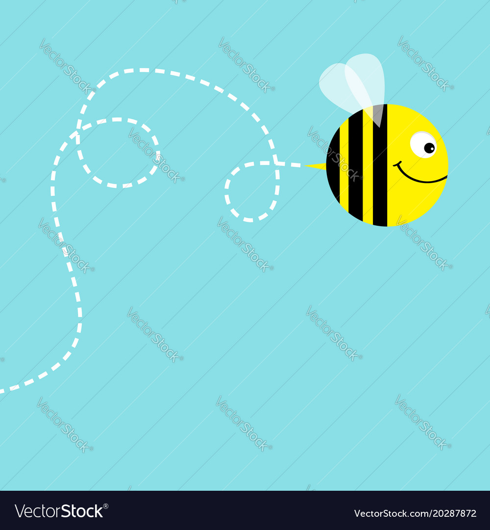 Flying bee in the sky dash line air loop cute