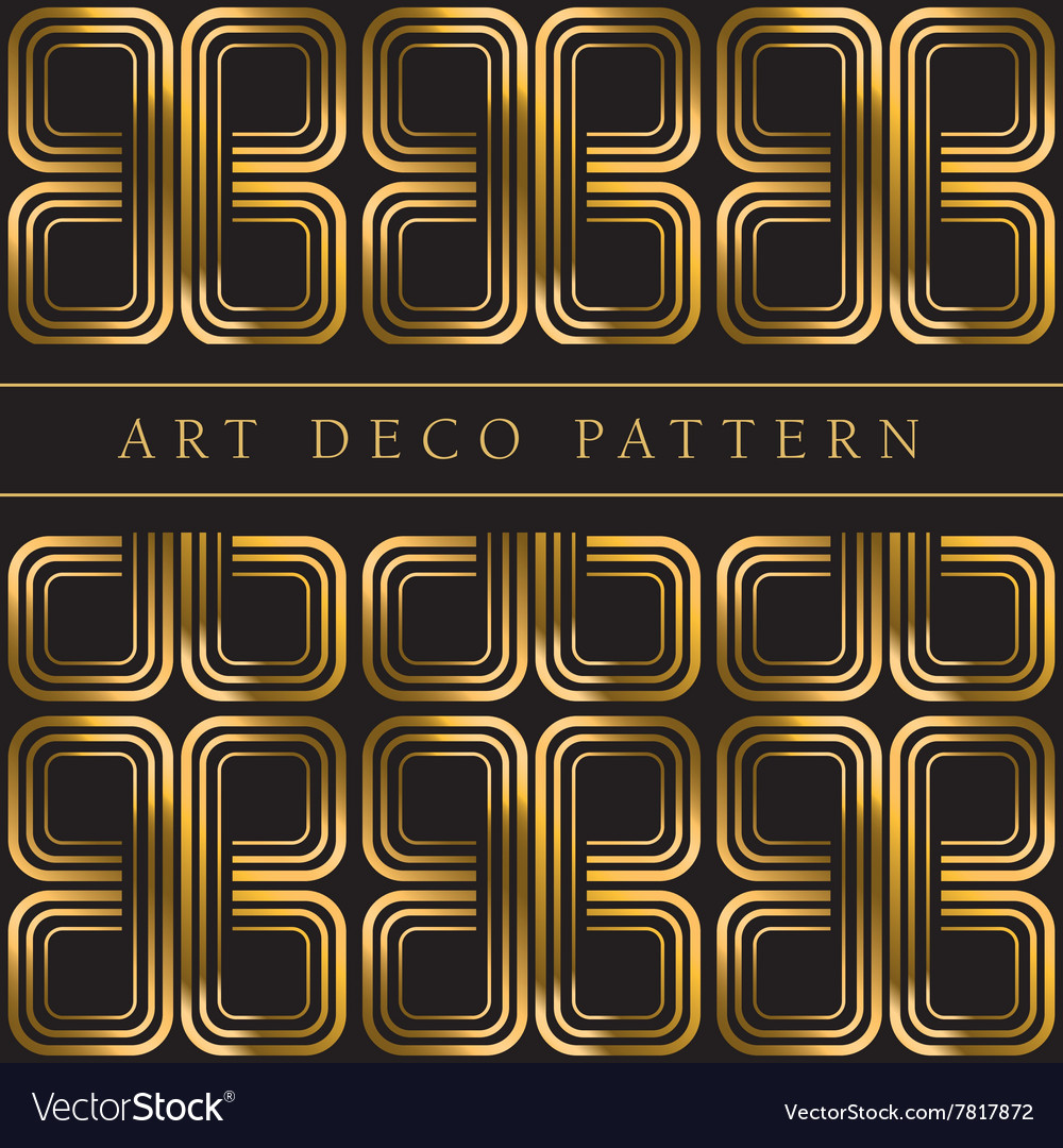 Gold clover shape seamless pattern in ar deco