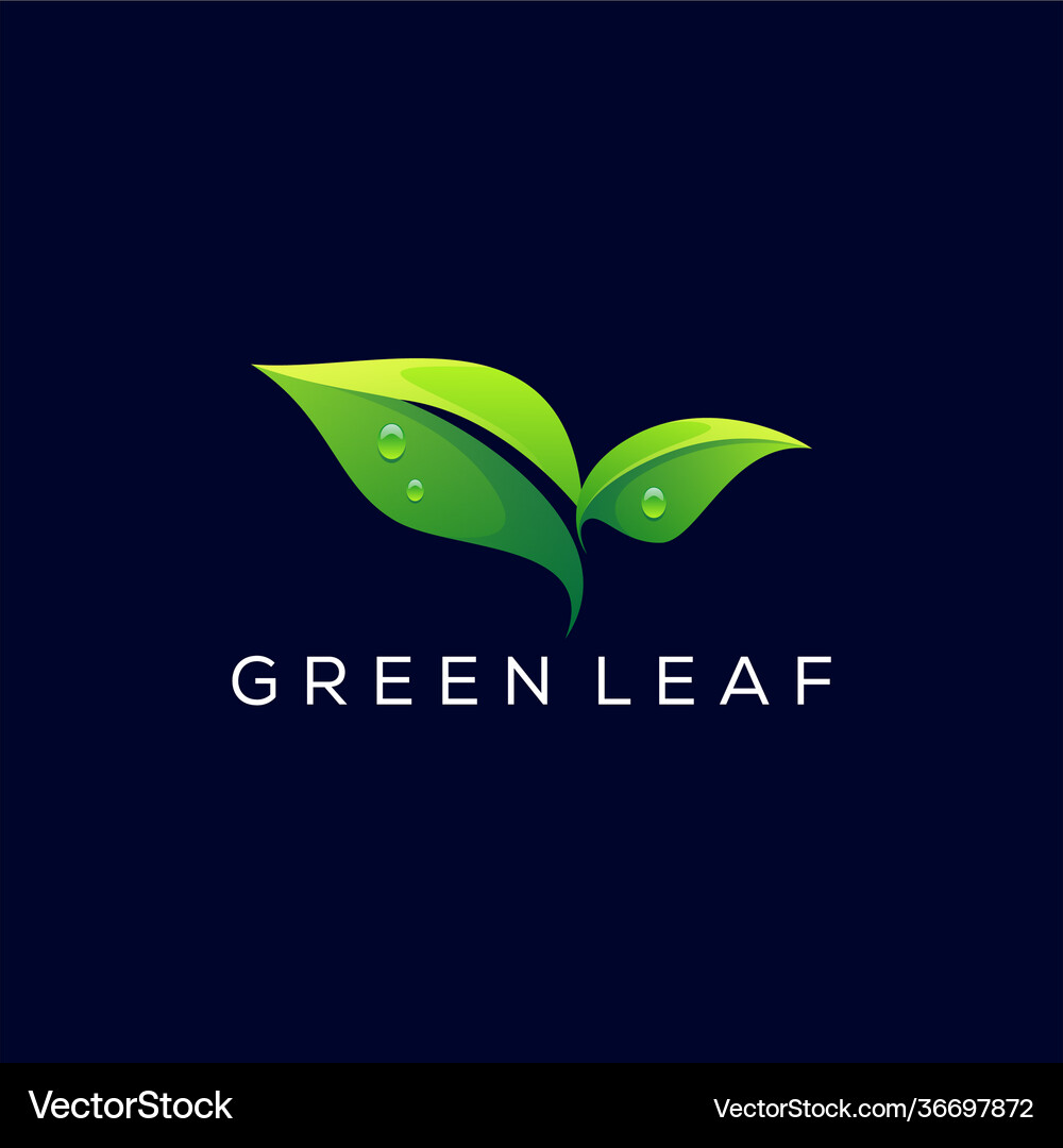 Green leaf gradient logo design Royalty Free Vector Image
