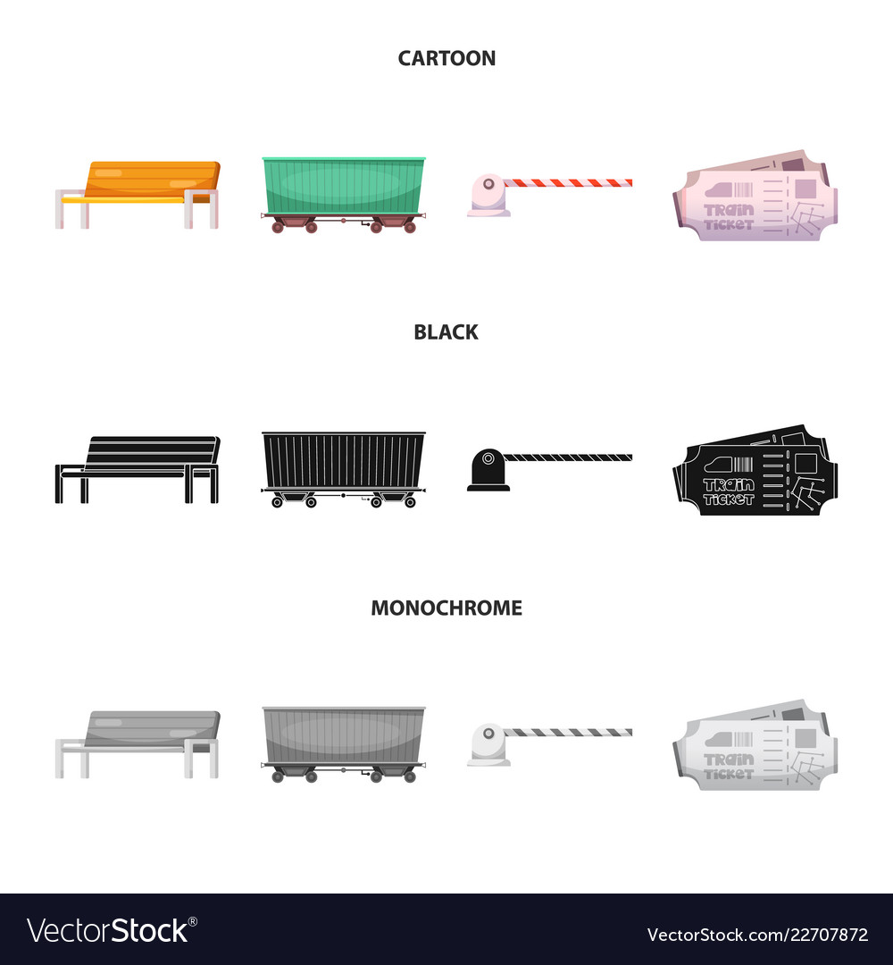 Isolated object of train and station sign set vector image Isolated object of train and station sign set
