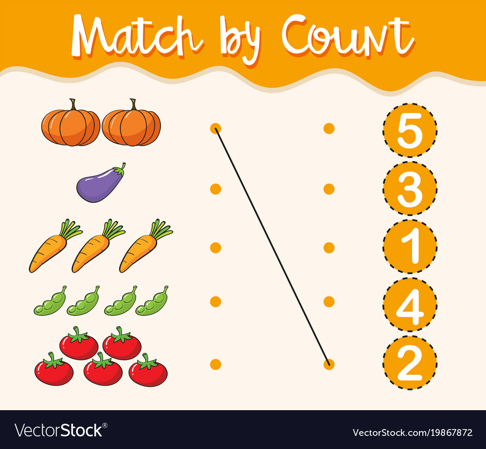 Math worksheet template with matching numbers Vector Image