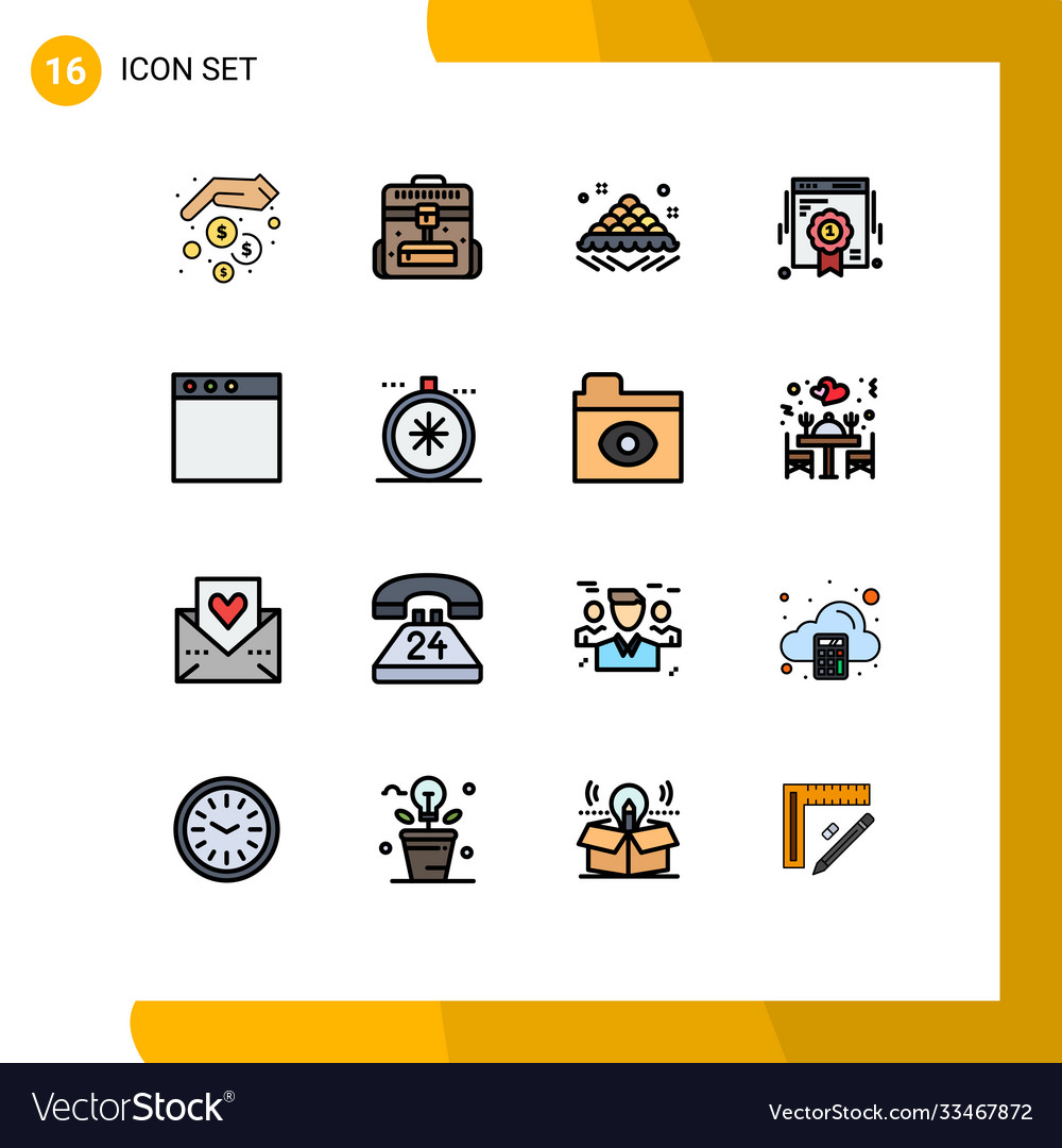 Mobile interface flat color filled line set 16