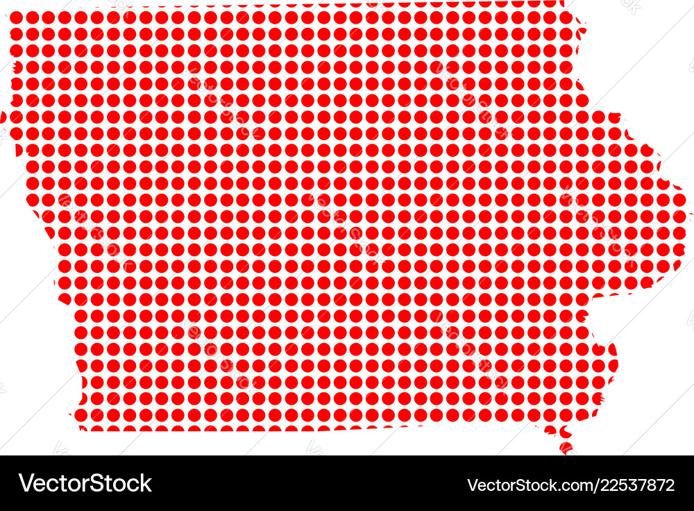 Red dot map of iowa Royalty Free Vector Image VectorStock