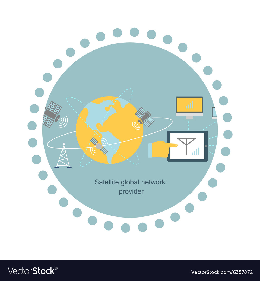 Satellite global network provider icon flat