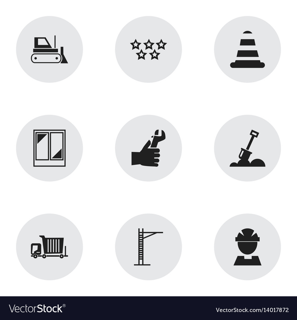 Set of 9 editable building icons includes symbols