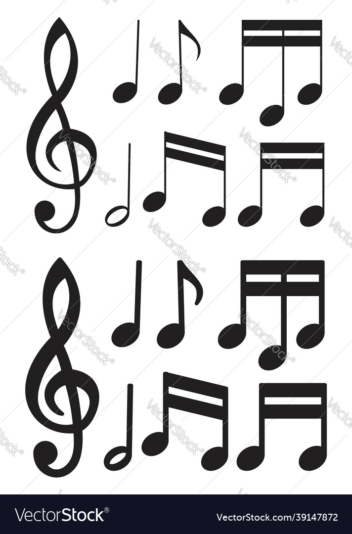 Set of black and white music notes abstract vector image Set of black and white music notes abstract