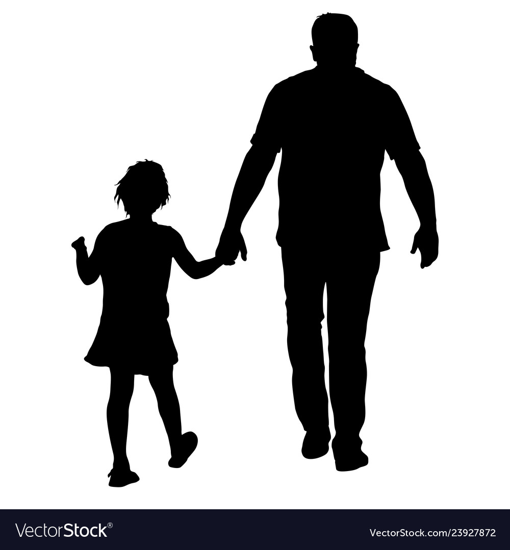 Silhouette of a Family Walking Together