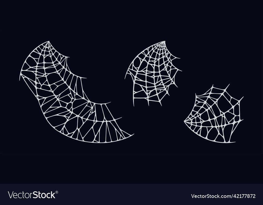 Spider web set isolated on black background