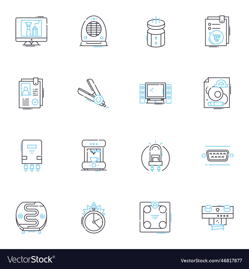 Appliance stock linear icons set inventory