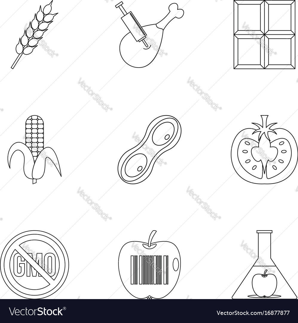 Biotechnology Icon Set Outline Style Royalty Free Vector