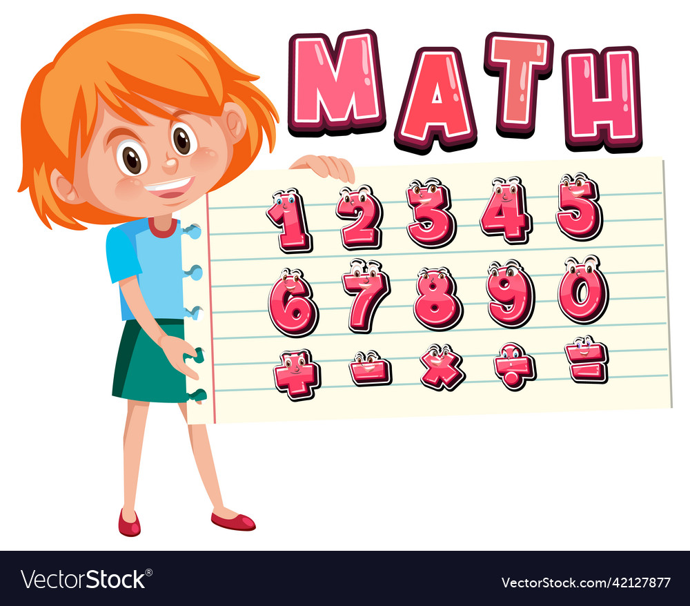 Counting number 0 to 9 and math symbols vector image Counting number 0 to 9 and math symbols