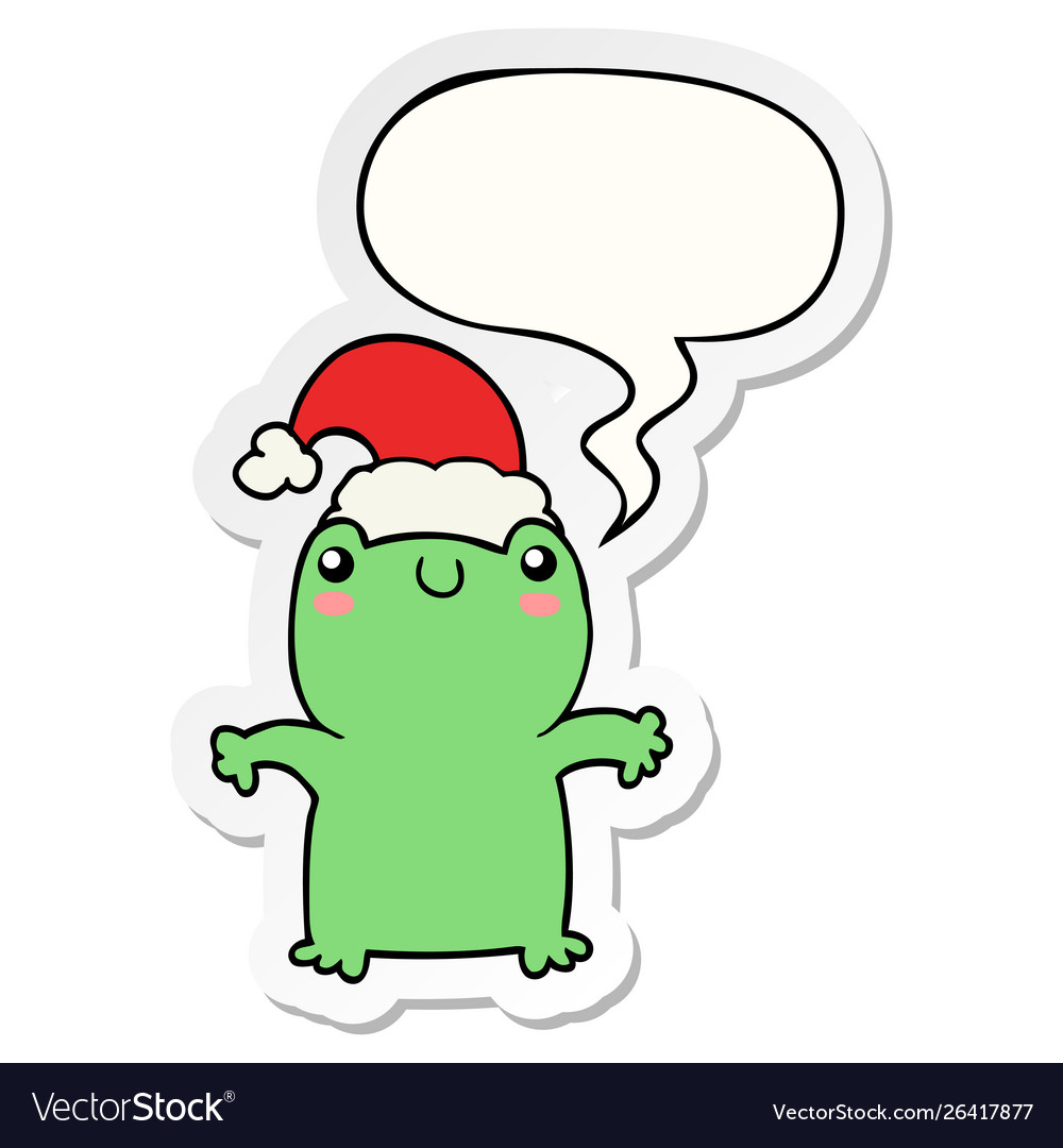 Cute cartoon frog wearing christmas hat