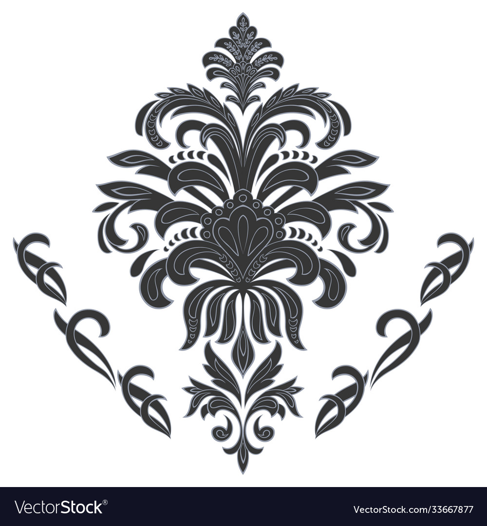 Damask element isolated central vector image Damask element isolated central