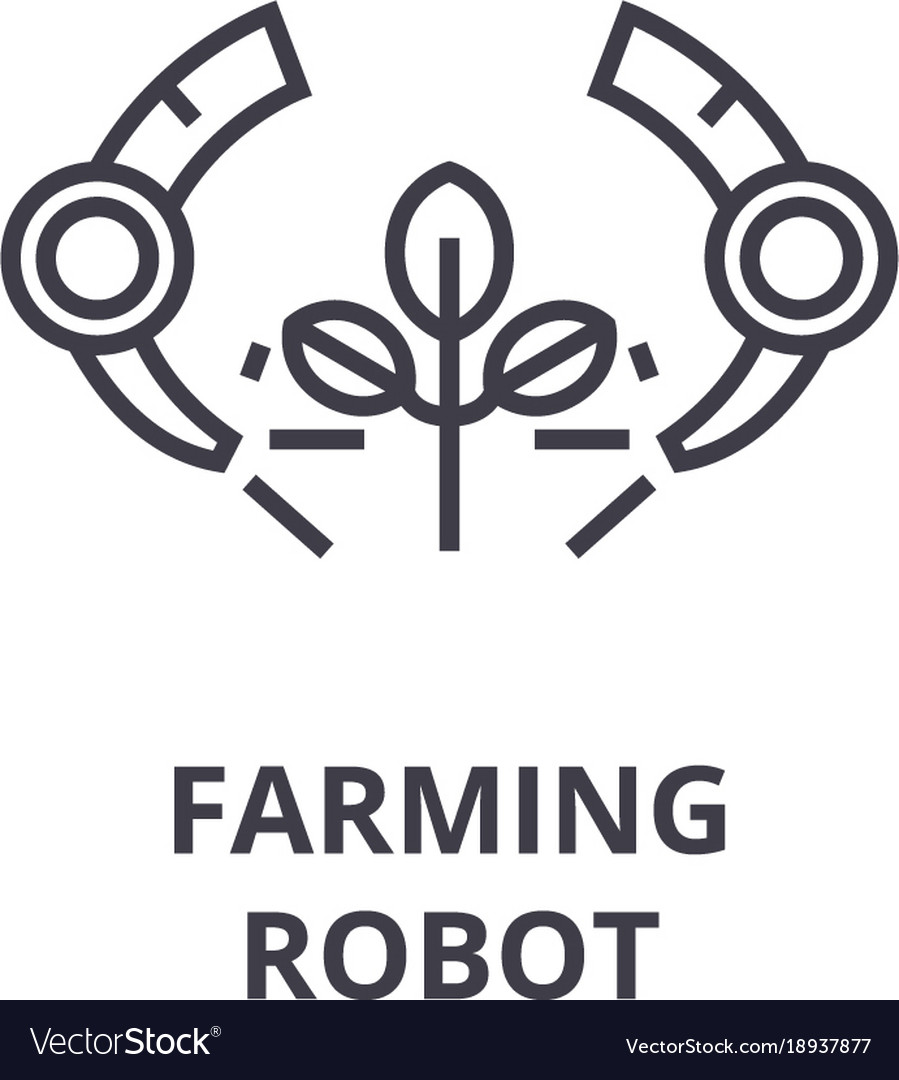 Farming robot line icon outline sign linear