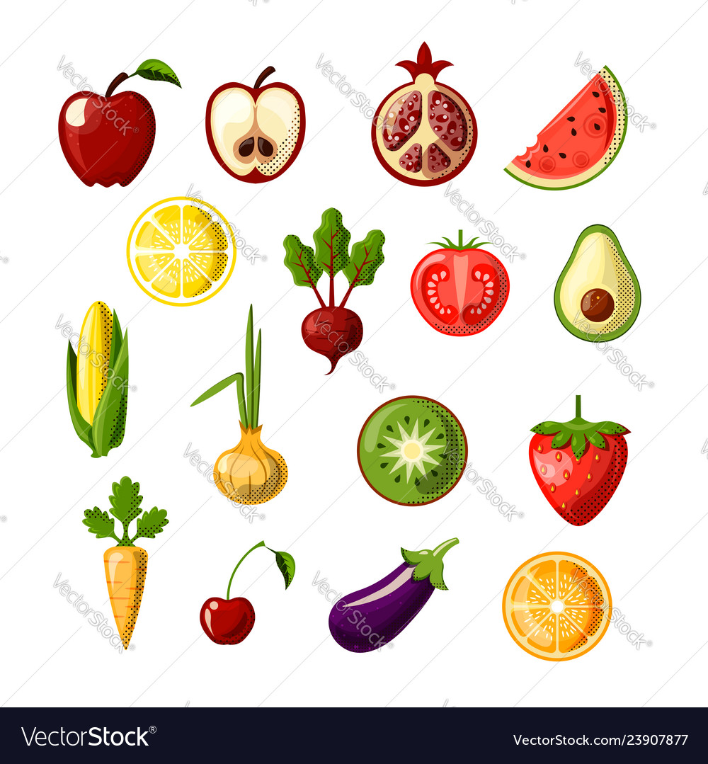 Fresh Fruit & Vegetable Icons