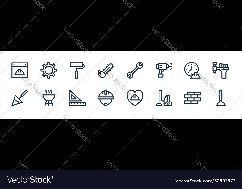 Labour day line icons linear set quality vector image Labour day line icons linear set quality