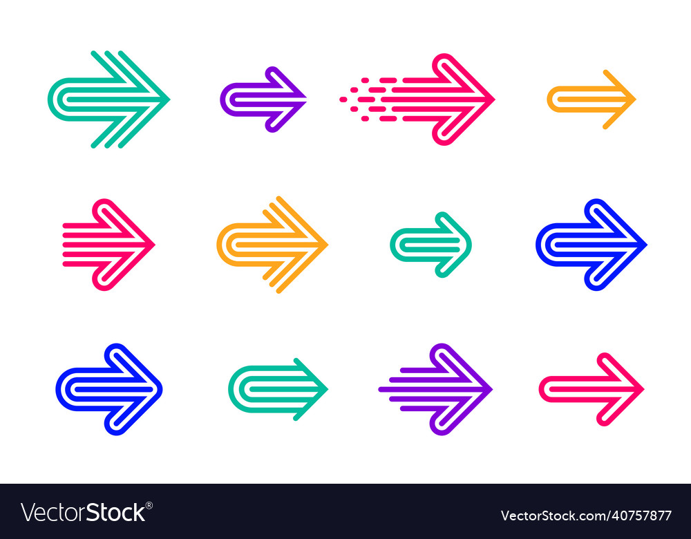 Linear arrow logos set collection of arrows vector image Linear arrow logos set collection of arrows