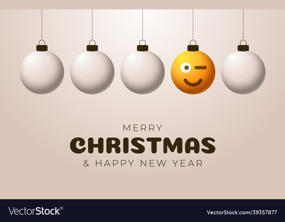 Merry christmas yellow ball with cute face Vector Image