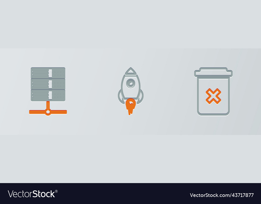 Set line trash can server data web hosting vector image Set line trash can server data web hosting
