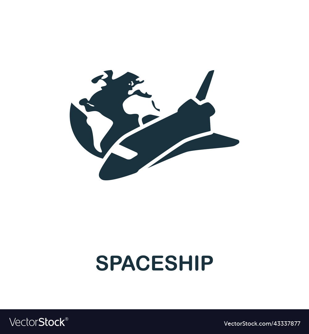 Spaceship icon monochrome simple line game vector image Spaceship icon monochrome simple line game