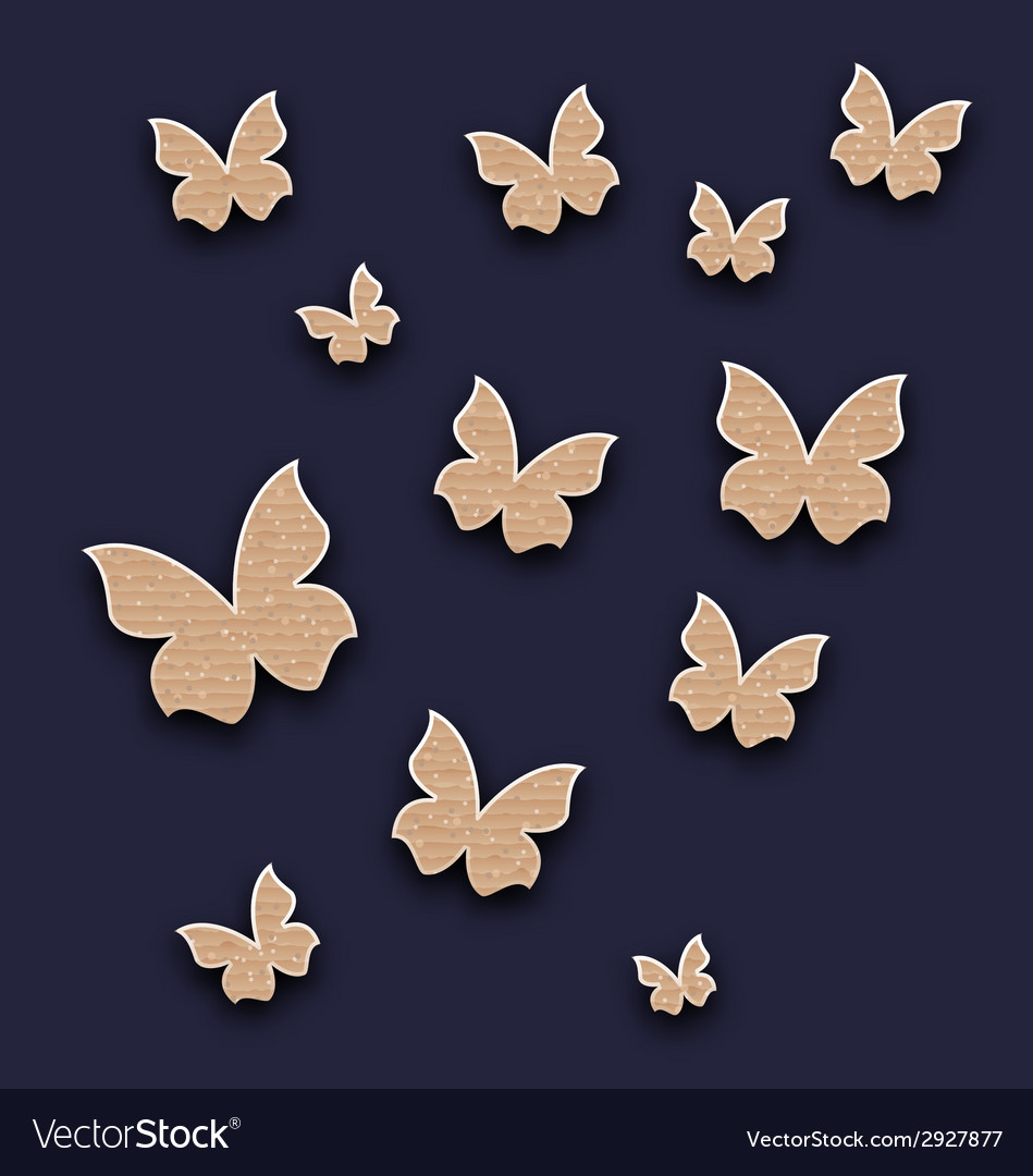 Wallpaper with butterflies made in carton paper