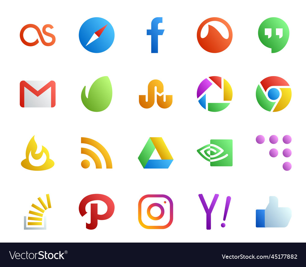 20 social media icon pack including coderwall