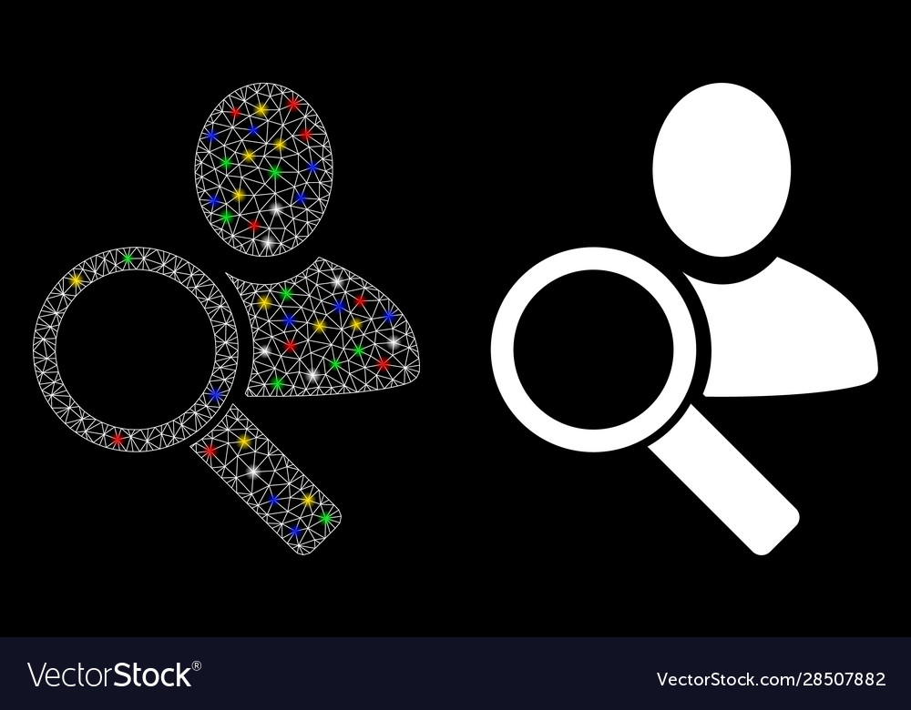 Bright mesh network find user icon with light vector image Bright mesh network find user icon with light
