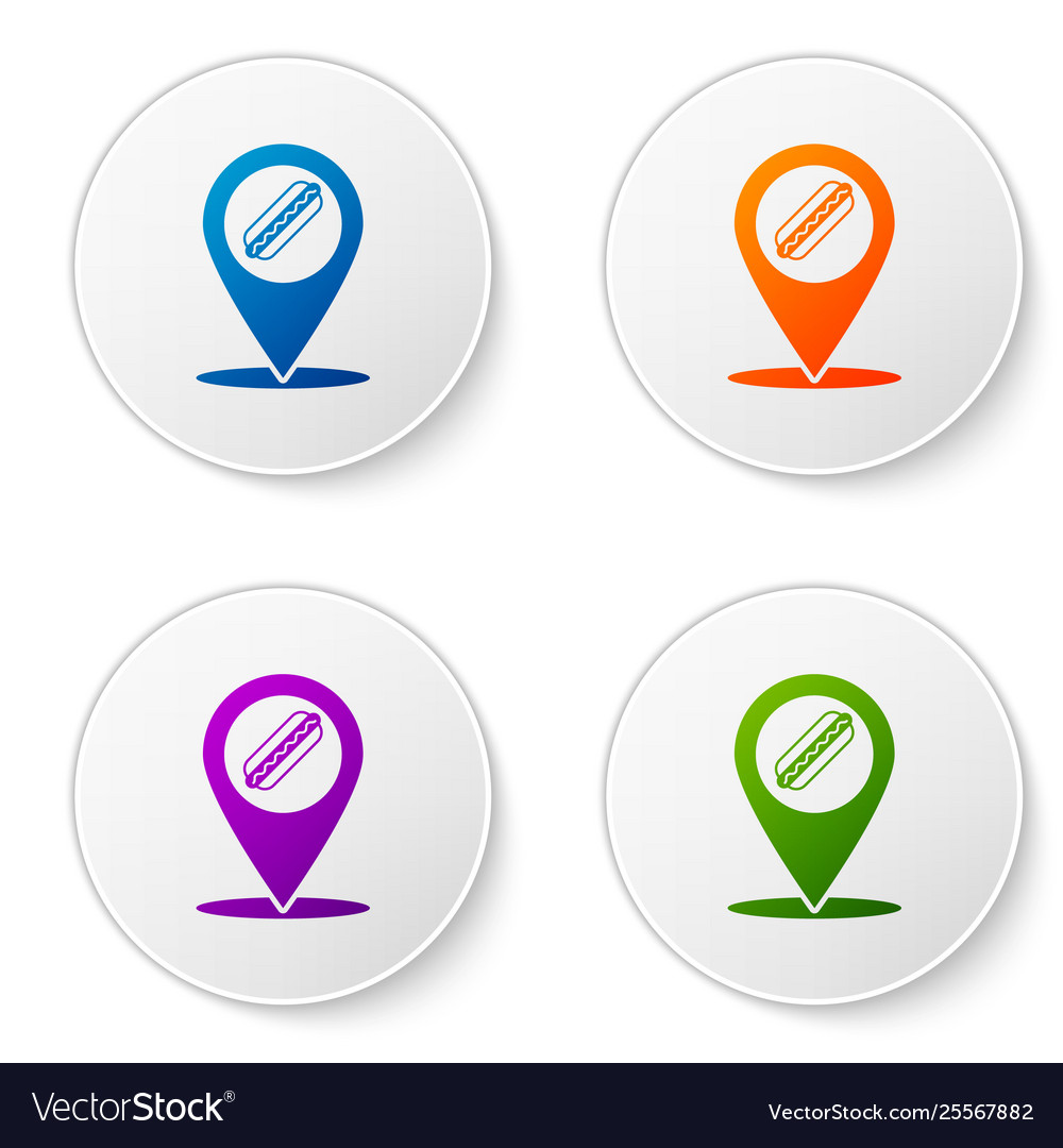 Color map pointer with fast food hotdog icon vector image Color map pointer with fast food hotdog icon