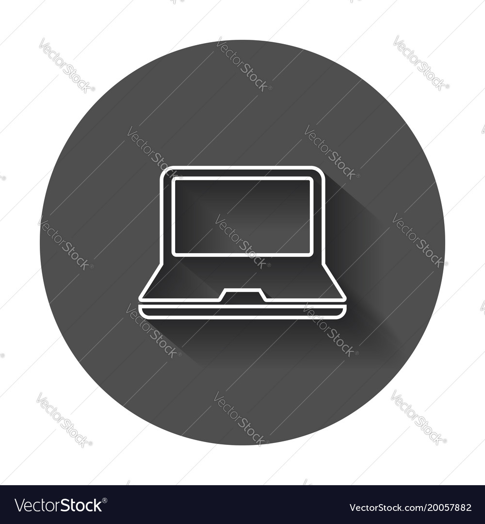 Computer notebook in line style monitor flat icon