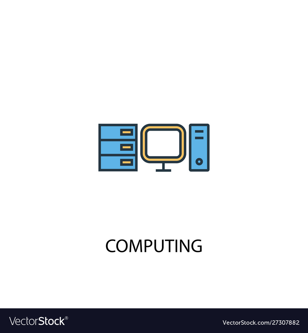 Computing concept 2 colored line icon simple