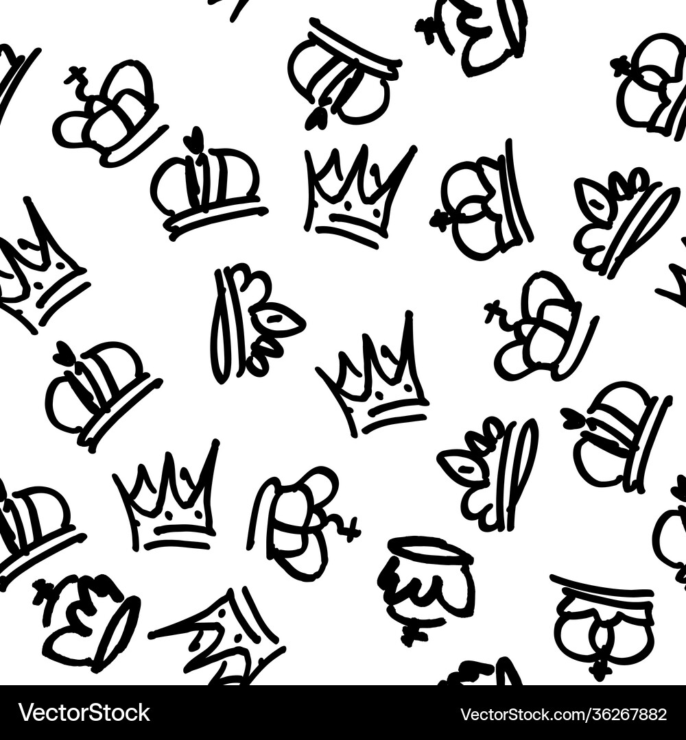 Different crowns pattern doodle seamless Vector Image