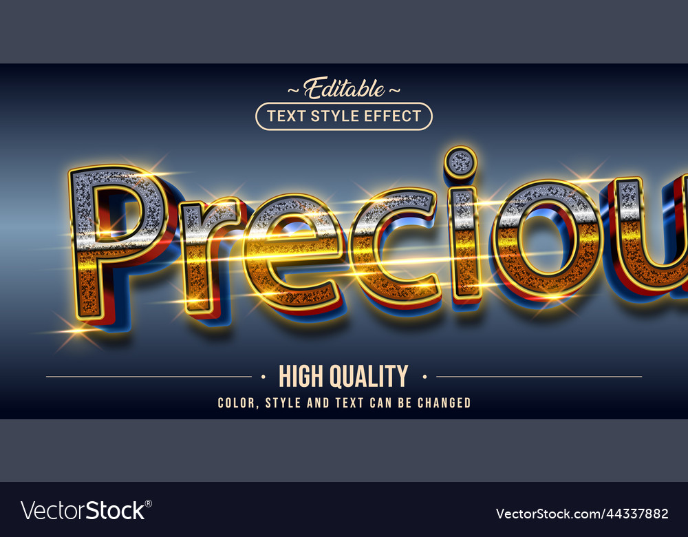 Editable text style effect - precious Vector Image Editable text style effect - precious