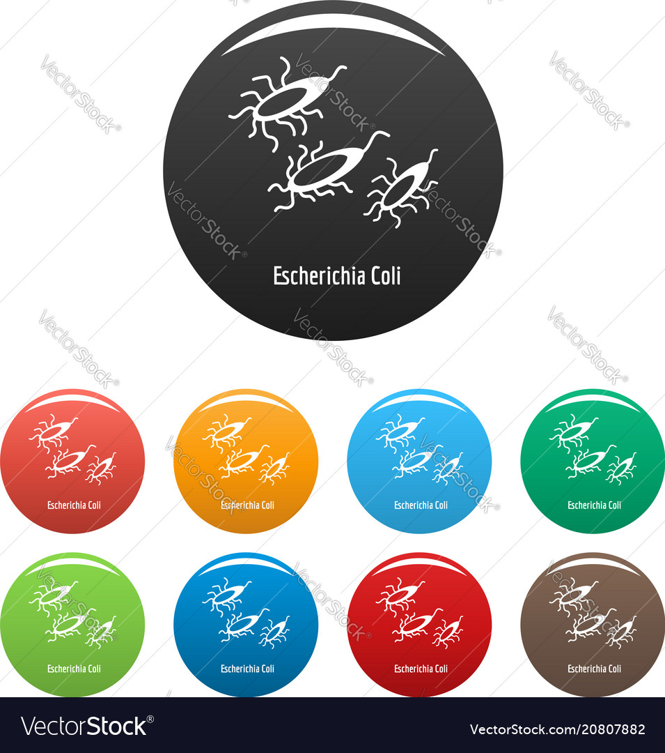 Escherichia coli icons set color Royalty Free Vector Image