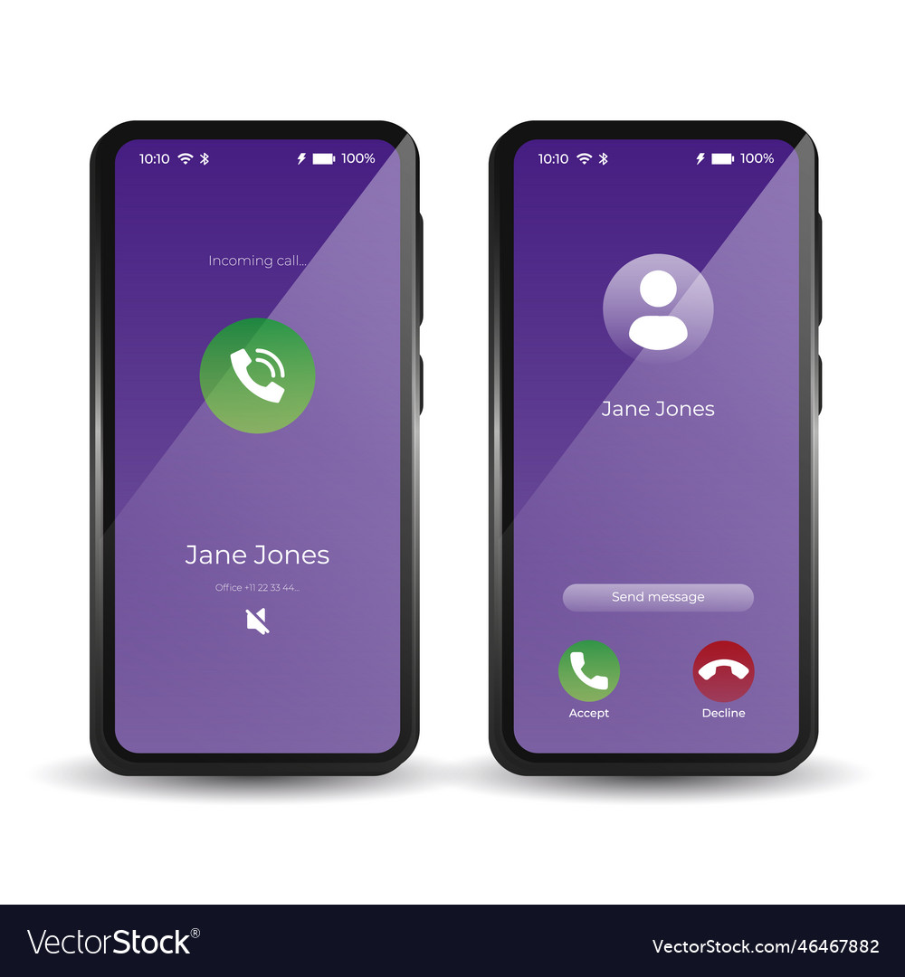 Gradient phone call screen interface vector image Gradient phone call screen interface
