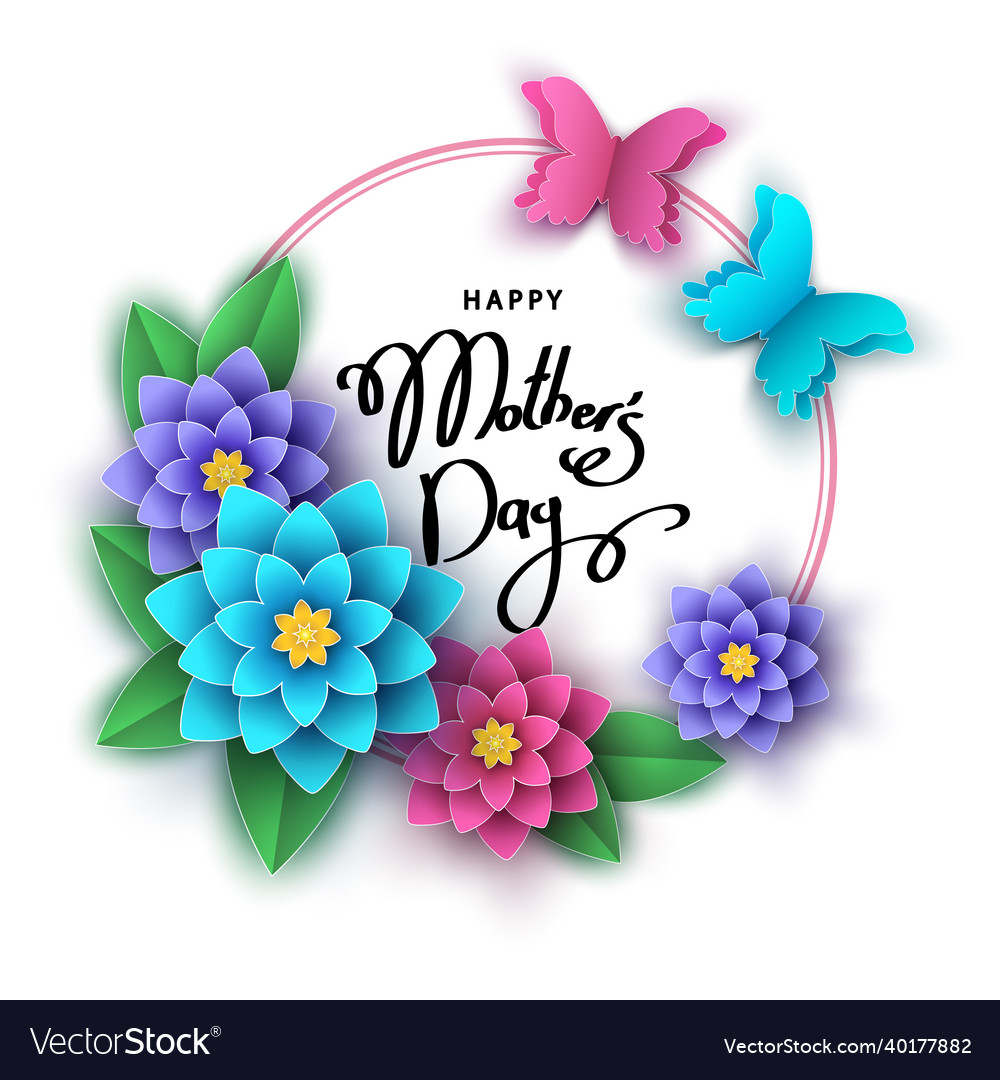 Happy mothers day greeting card with paper cut Vector Image