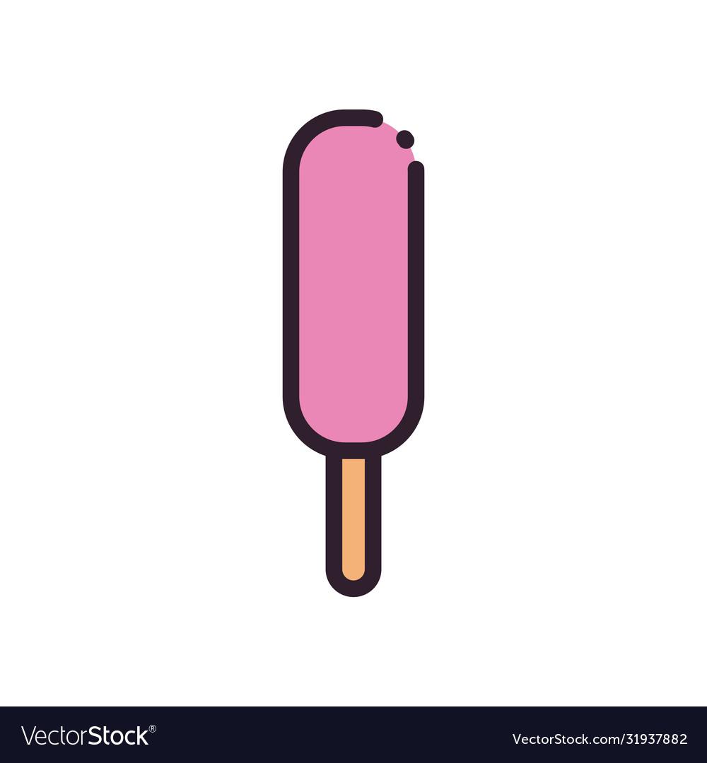 Isolated ice cream with stick fill and line style