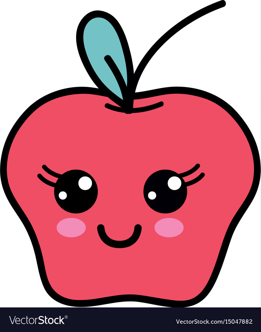 Kawaii cute happy apple fruit Royalty Free Vector Image