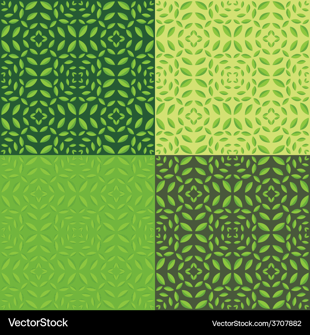 Leaves seamless pattern set four Royalty Free Vector Image