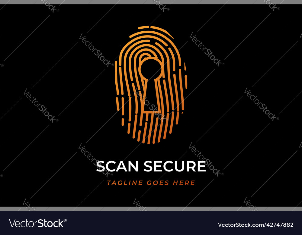 Modern finger print with keyhole for secure safe vector image Modern finger print with keyhole for secure safe