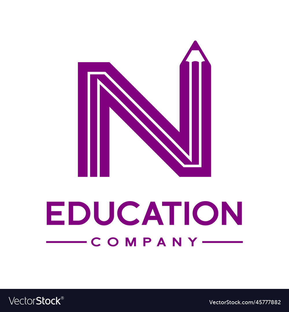 N letter formed by pencil logo template design