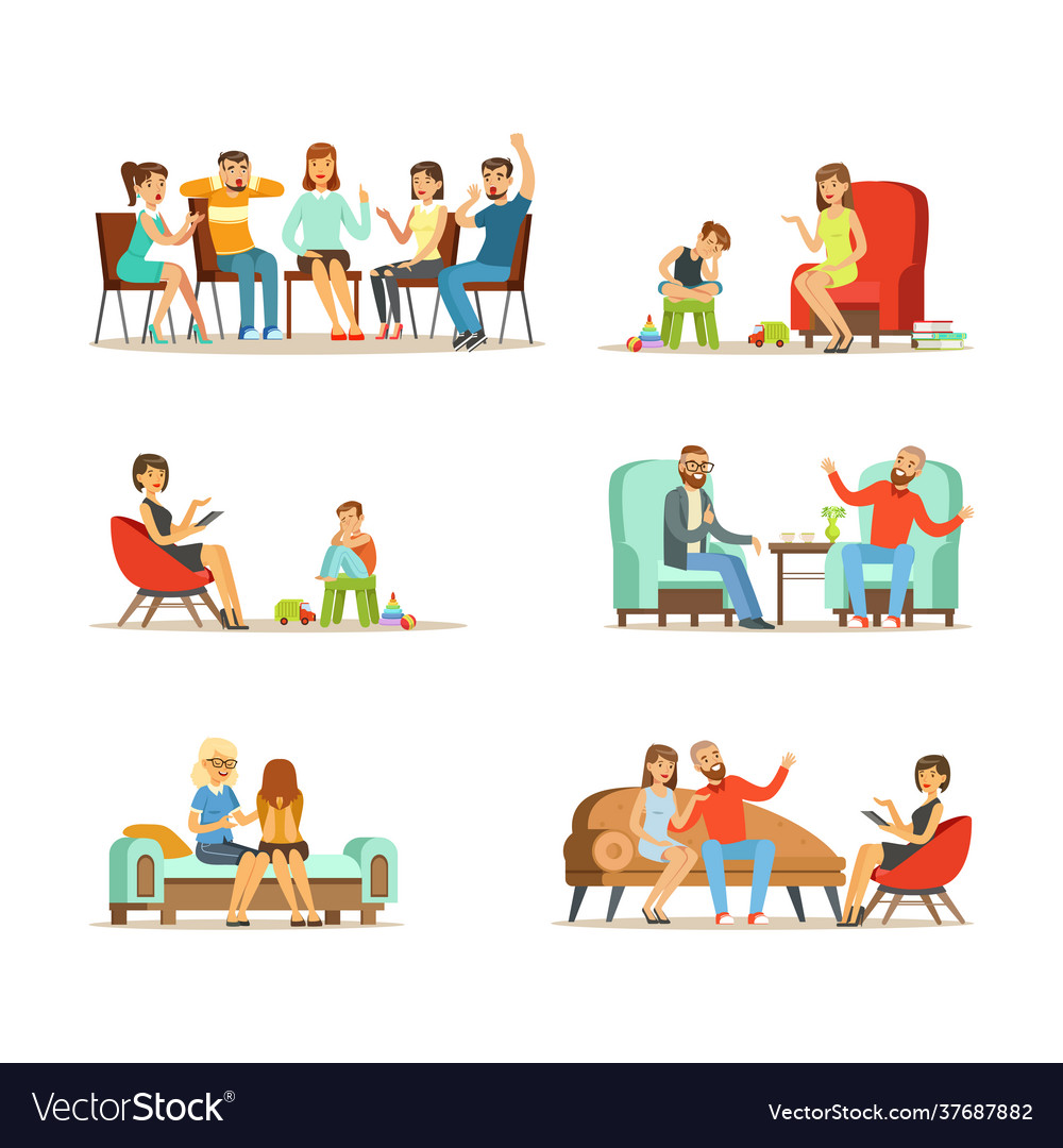 People characters talking to psychologist engaged Vector Image