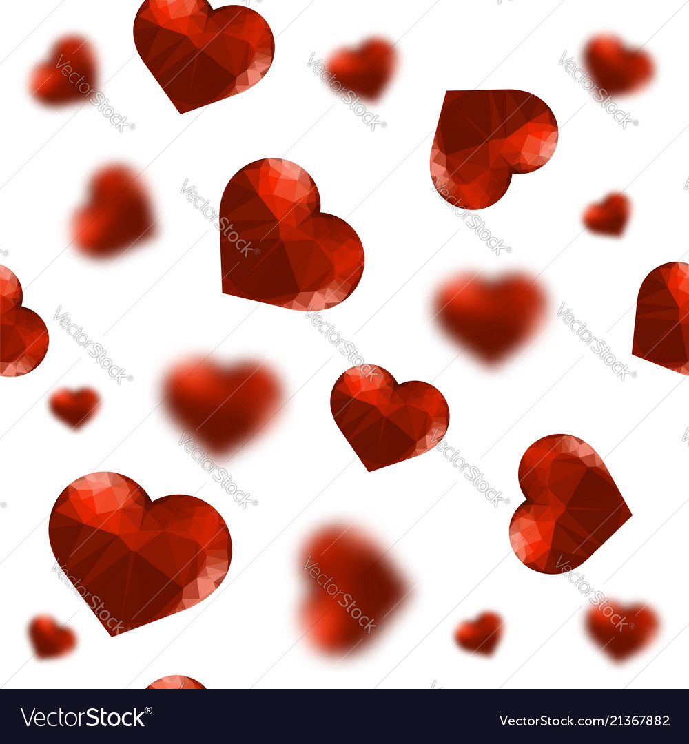 Red polygonal heart random seamless pattern