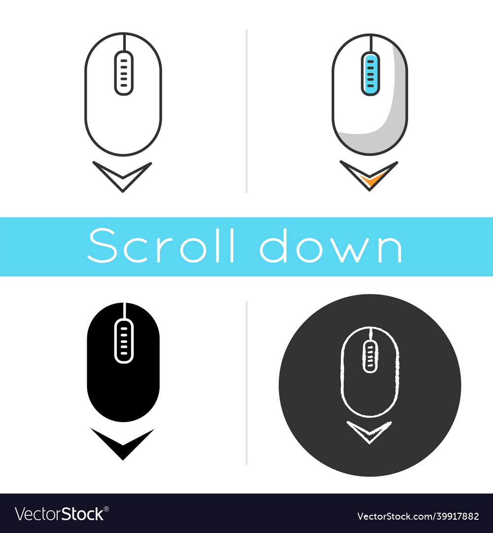 Scrolling mouse icon down arrowhead indicator vector image Scrolling mouse icon down arrowhead indicator