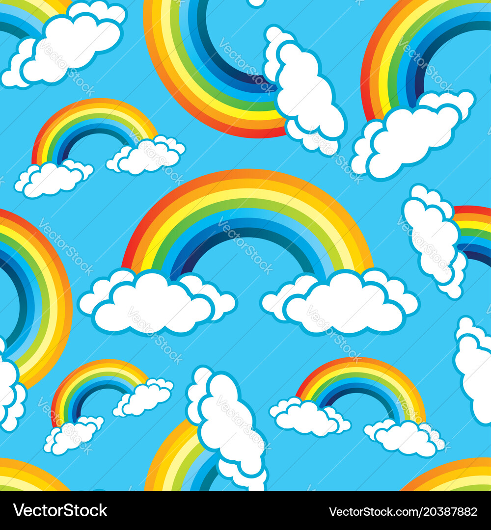 Seamless pattern with rainbows Royalty Free Vector Image