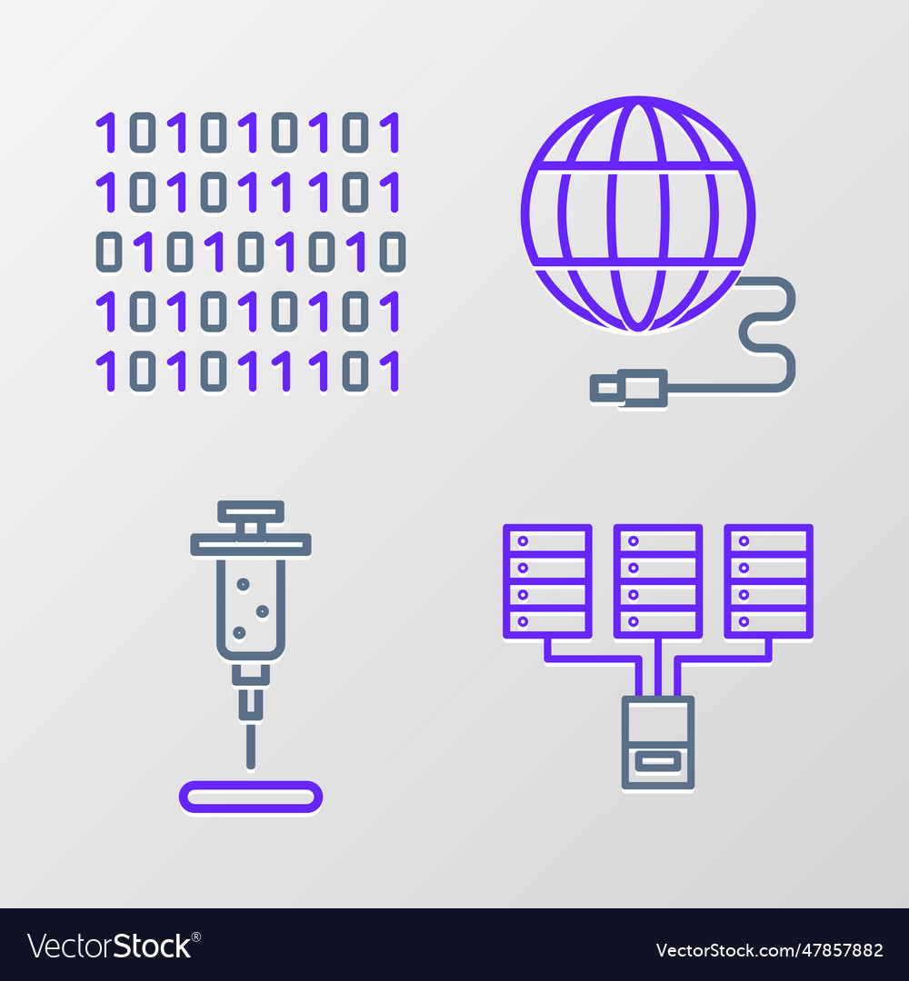 Set line server data web hosting syringe Vector Image Set line server data web hosting syringe