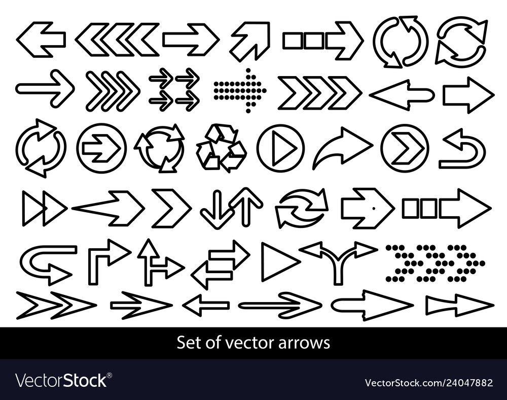 Set of black arrows on a white background