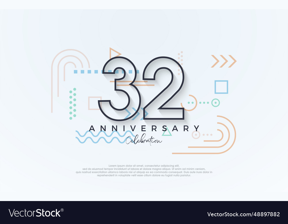 Simple design 32nd anniversary with a line