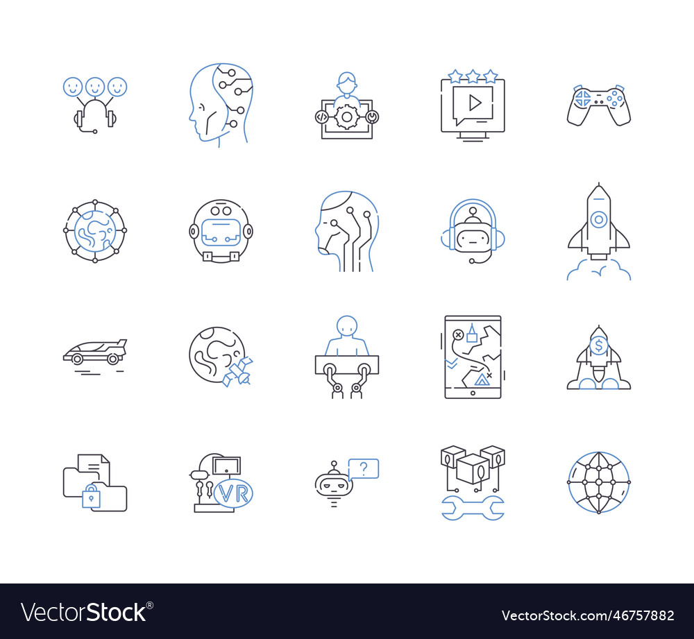 Software development outline icons collection vector image Software development outline icons collection