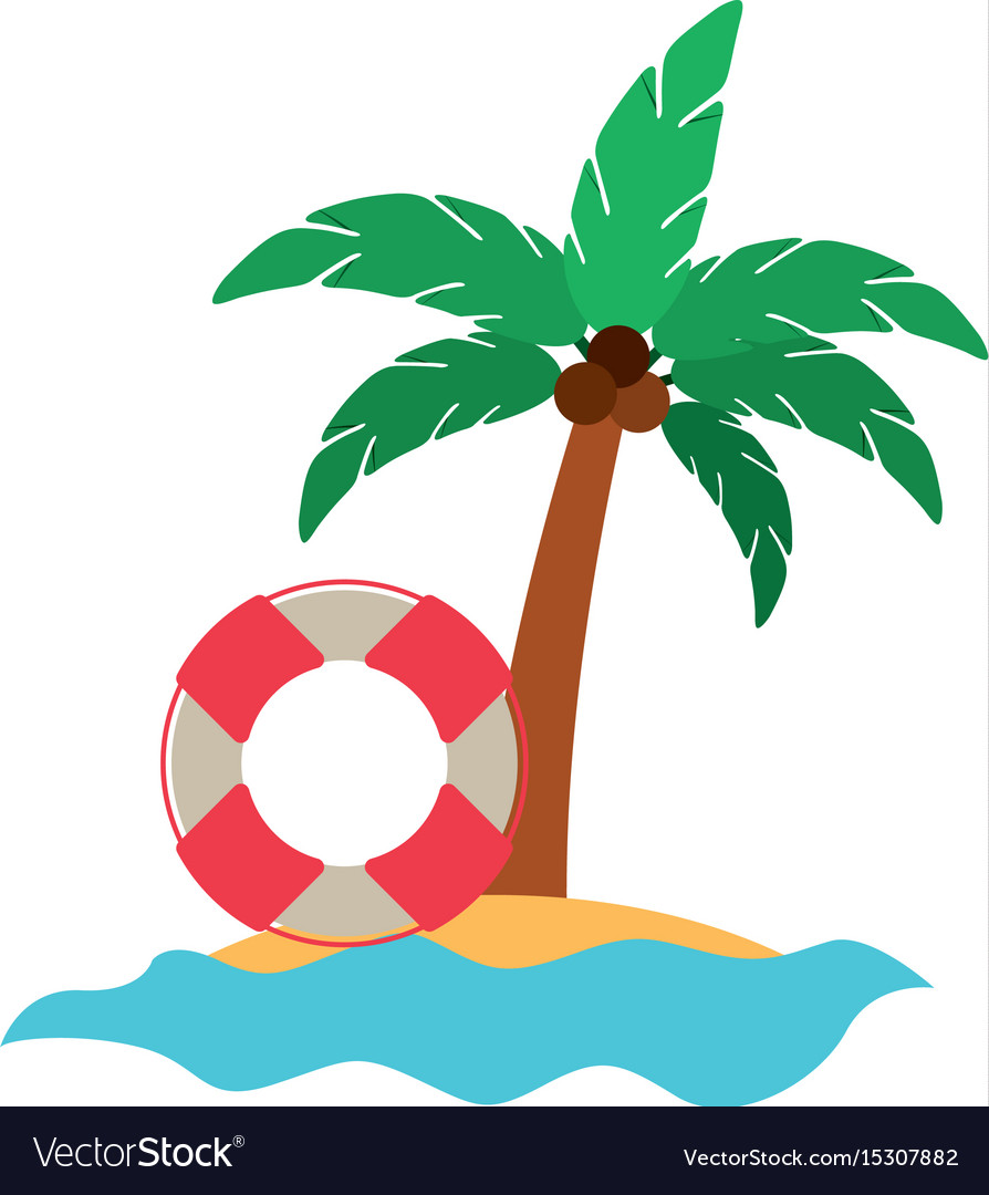 Tree palm with float summer icon