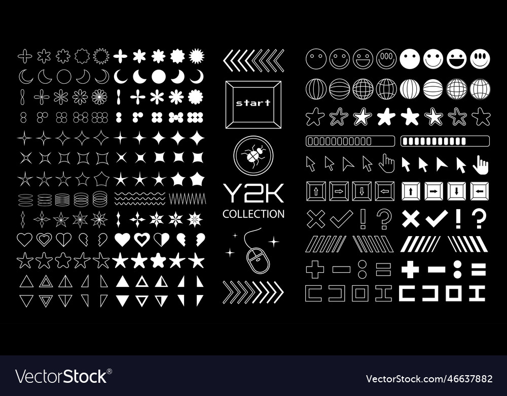 Premium Vector  Abstract icons or symbols in y2k aesthetic